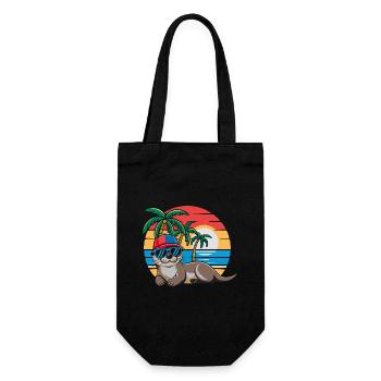Loutre avec lunettes de soleil et casquette de baseball sur la plage - Sac à bouteille - noir - Devant
