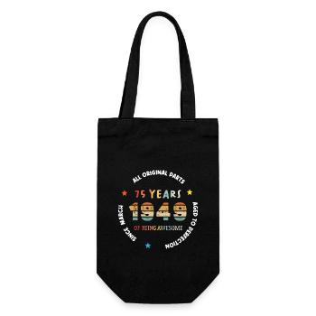 75 Jahre alt Baujahr 1949 Jahrgang März 1949 - Geschenkbeutel für Flaschen - Schwarz - Vorne