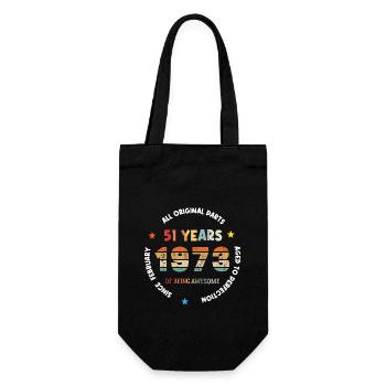 51 Jahre alt Baujahr 1973 Jahrgang Februar 1973 - Geschenkbeutel für Flaschen - Schwarz - Vorne