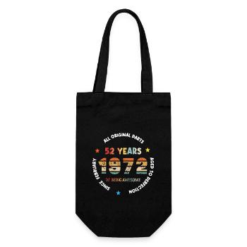 52 Jahre alt Baujahr 1972 Jahrgang Februar 1972 - Geschenkbeutel für Flaschen - Schwarz - Vorne
