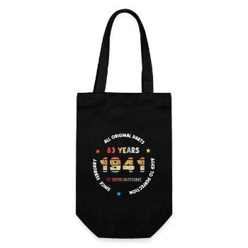 83 Jahre alt Baujahr 1941 Jahrgang Februar 1941 - Geschenkbeutel für Flaschen - Schwarz - Vorne