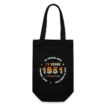 73 Jahre alt Baujahr 1951 Jahrgang Februar 1951 - Geschenkbeutel für Flaschen - Schwarz - Vorne
