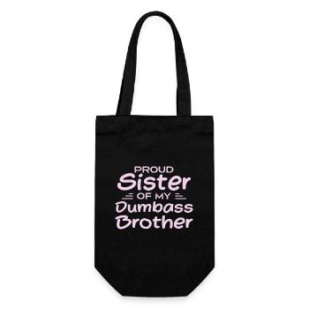 Stolze Schwester meines blöden Bruders - Geschenkbeutel für Flaschen - Schwarz - Vorne