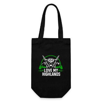 Love My Highlands - Highland Graphic and Saying - Gift Bag for Bottles - black - Front