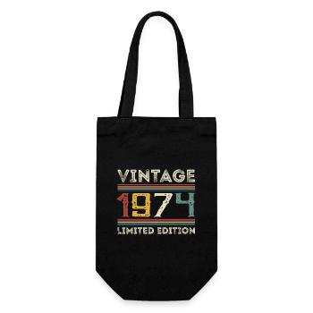 Vintage 1974 Vintage Retro Birthday Gift - Gift Bag for Bottles - black - Front