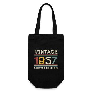 Jahrgang 1957 Vintage Retro Geburtstag Geschenk - Geschenkbeutel für Flaschen - Schwarz - Vorne