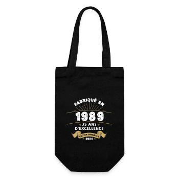 Hergestellt im Jahr 1989 35 Jahre Original-Exzellenz - Geschenkbeutel für Flaschen - Schwarz - Vorne
