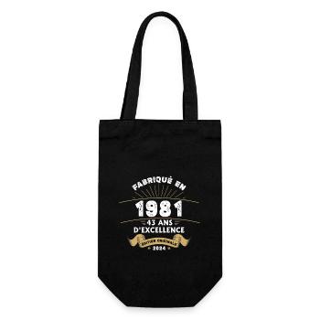 Hergestellt im Jahr 1981 43 Jahre Original-Exzellenz - Geschenkbeutel für Flaschen - Schwarz - Vorne