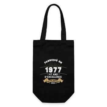 Hergestellt im Jahr 1977 47 Jahre Original-Exzellenz - Geschenkbeutel für Flaschen - Schwarz - Vorne
