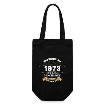Hergestellt im Jahr 1973 51 Jahre Original-Exzellenz - Geschenkbeutel für Flaschen - Schwarz - Vorne