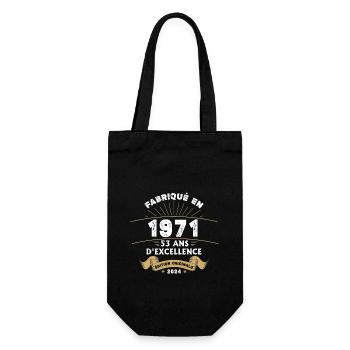 Hergestellt im Jahr 1971 53 Jahre Original-Exzellenz - Geschenkbeutel für Flaschen - Schwarz - Vorne