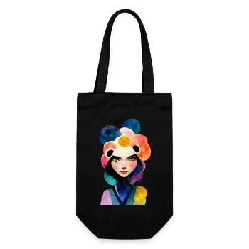 Femme asiatique en look panda - Sac à bouteille - noir - Devant