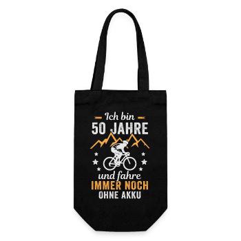 Radfahrer 50. Geburtstag Fahrrad ohne Akku - Geschenkbeutel für Flaschen - Schwarz - Vorne