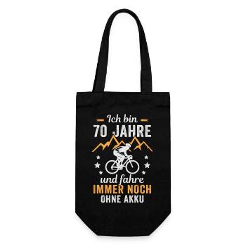 Radfahrer 70. Geburtstag Fahrrad ohne Akku - Geschenkbeutel für Flaschen - Schwarz - Vorne