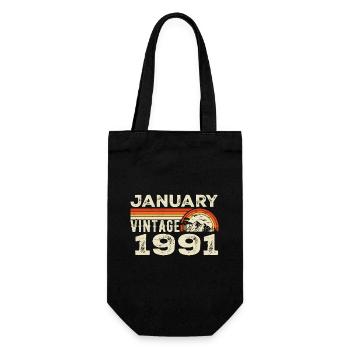 January 1991 Vintage Birthday 1991, Born in 1991 - Gift Bag for Bottles - black - Front