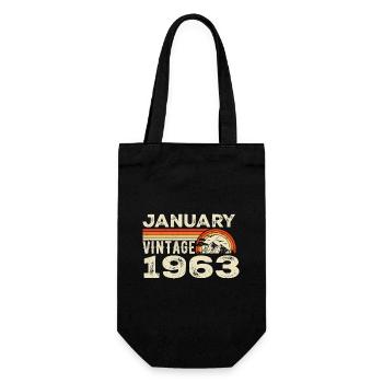 Januar 1963 Jahrgang Geburtstag 1963, Jahrgang 1963 - Geschenkbeutel für Flaschen - Schwarz - Vorne