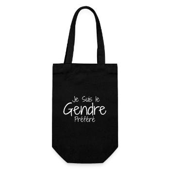 Schwiegersohn Humor, Schwiegersohn Idealer Humor - Geschenkbeutel für Flaschen - Schwarz - Vorne