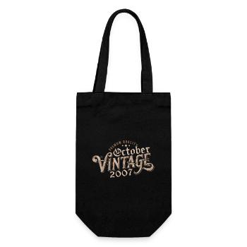 October Birthday Gift | Born in October 2007 - Gift Bag for Bottles - black - Front