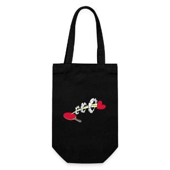 tischtennis tischtennisschläger ping-pong-love - Geschenkbeutel für Flaschen - Schwarz - Vorne