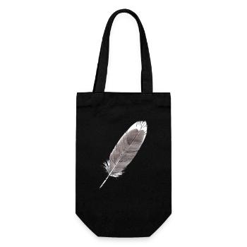 Feder Grau Handgezeichnet (Graugans) - Geschenkbeutel für Flaschen - Schwarz - Vorne