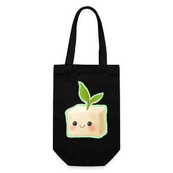 Cute Tofu Illustration - Geschenkbeutel für Flaschen - Schwarz - Vorne