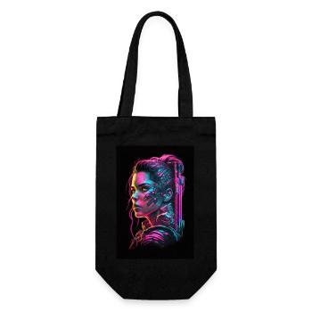 Futuristische Cyberpunk und Synthwave Femme Fatale - Geschenkbeutel für Flaschen - Schwarz - Vorne