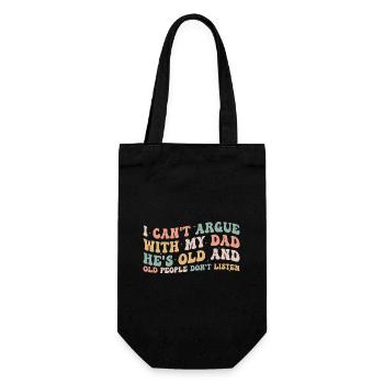 Ich kann nicht mit meinem Vater streiten, er ist alt für die Familie - Geschenkbeutel für Flaschen - Schwarz - Vorne