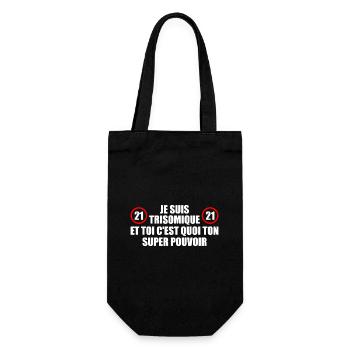 Ich habe das Down-Syndrom und du, was ist deine Macht - Geschenkbeutel für Flaschen - Schwarz - Vorne