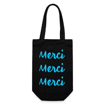 MERCI. THANKS. THANK YOU. ANNIVERSAIRE. NAISSANCE. - Sac à bouteille - noir - Devant