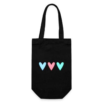 HERZ. HERZ. HEILIGER VALENTINSTAG. LIEBE. LIEBE. PAAR. - Geschenkbeutel für Flaschen - Schwarz - Vorne