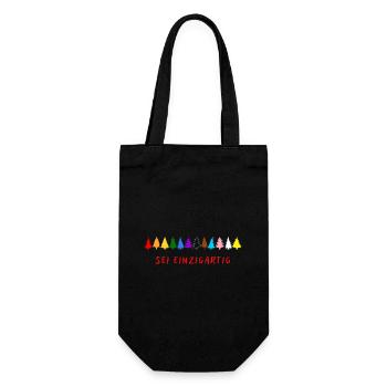 Sei einzigartig! LGBTQ - Geschenkbeutel für Flaschen - Schwarz - Vorne