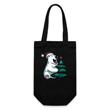 Ours polaire de Noël : entre sapins et étoiles - Sac à bouteille - noir - Devant