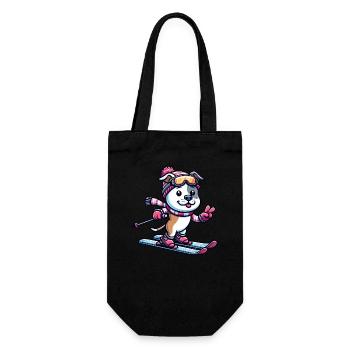 Winterfreude mit Staffordshire Terrier - Skifahren - Geschenkbeutel für Flaschen - Schwarz - Vorne