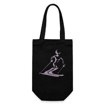 Alien skier silhouette for minimalist - Gift Bag for Bottles - black - Front