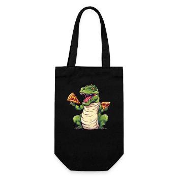 T-Rex Pizza Liebhaber Dinosaurier - Geschenkbeutel für Flaschen - Schwarz - Vorne