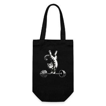 Katze Handstand Fitness Training Workout - Geschenkbeutel für Flaschen - Schwarz - Vorne
