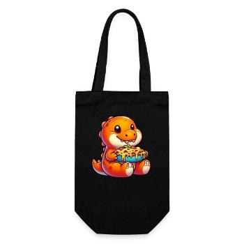Dino Dinosaurier T-Rex Italienisches Essen Lasagne - Geschenkbeutel für Flaschen - Schwarz - Vorne
