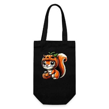 Süßes Halloween Eichhörnchen Kürbis Cartoon - Geschenkbeutel für Flaschen - Schwarz - Vorne