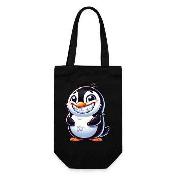 Cute Penguin Cartoon Grin Laughing Joy - Gift Bag for Bottles - black - Front