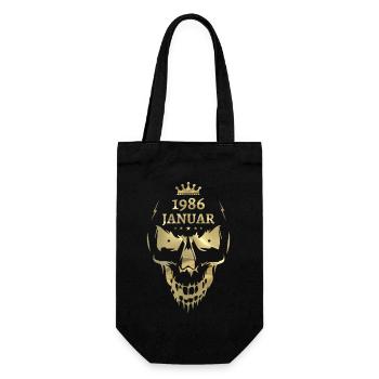 Januar 1986 Totenkopf Gold - Geschenkbeutel für Flaschen - Schwarz - Vorne