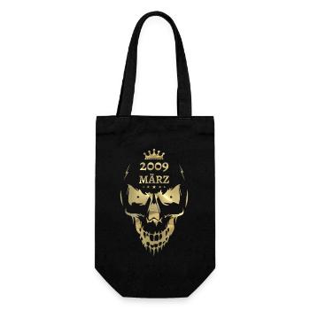 Januar 2009 Totenkopf Gold - Geschenkbeutel für Flaschen - Schwarz - Vorne