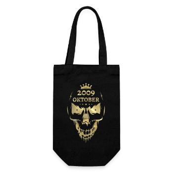 Oktober 2009 Totenkopf Gold - Geschenkbeutel für Flaschen - Schwarz - Vorne