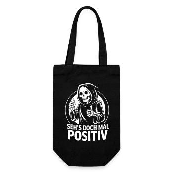 Immer schön positiv Skull Reaper Daumen hoch - Geschenkbeutel für Flaschen - Schwarz - Vorne