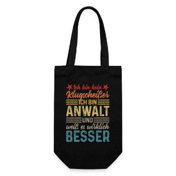Anwalt Klugscheißer lustige Sprüche Rechtsanwalt - Geschenkbeutel für Flaschen - Schwarz - Vorne