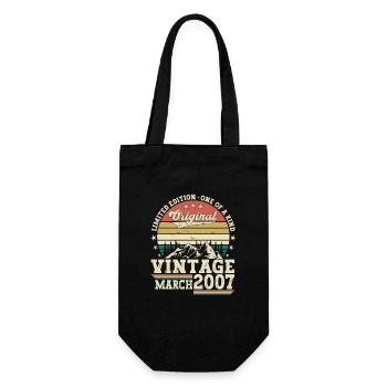 March vintage 2007 16th birthday gift man - Gift Bag for Bottles - black - Front