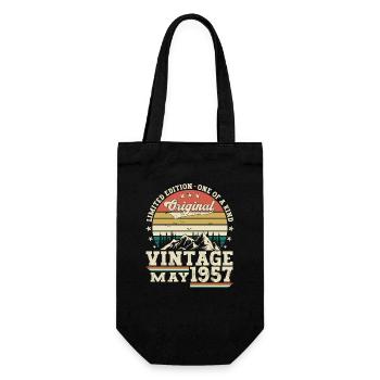 66. Geburtstag Mann Mai Jahrgang 1957 Vintage - Geschenkbeutel für Flaschen - Schwarz - Vorne