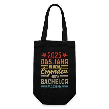2025 - Jahr in dem Legenden ihren Bachelor machen - Geschenkbeutel für Flaschen - Schwarz - Vorne