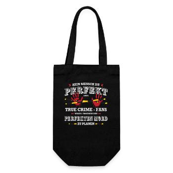 True Crime Fans lustige Sprüche perfekter Mord - Geschenkbeutel für Flaschen - Schwarz - Vorne