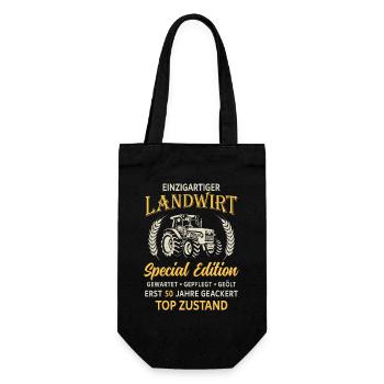 50. Geburtstag Landwirt Traktor Bauer - Geschenkbeutel für Flaschen - Schwarz - Vorne