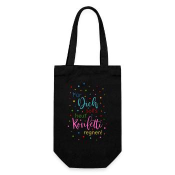 Für Dich soll's heut Konfetti regnen Spruch bunt - Geschenkbeutel für Flaschen - Schwarz - Vorne
